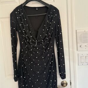 SHEIN Stylish Midi Dress -Black and White Long Sleeve